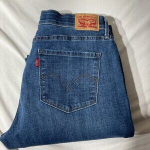 Levis 525 Straight Waist Womens Blue Jeans Size 14 Mid-Rise Cotton Blend